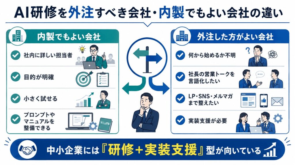 AI研修を外注すべき会社・内製でもよい会社の違い