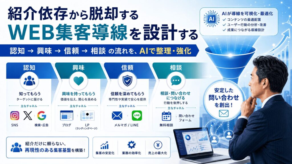 ステップ2｜紹介依存から脱却するためにWEB集客の導線を設計する