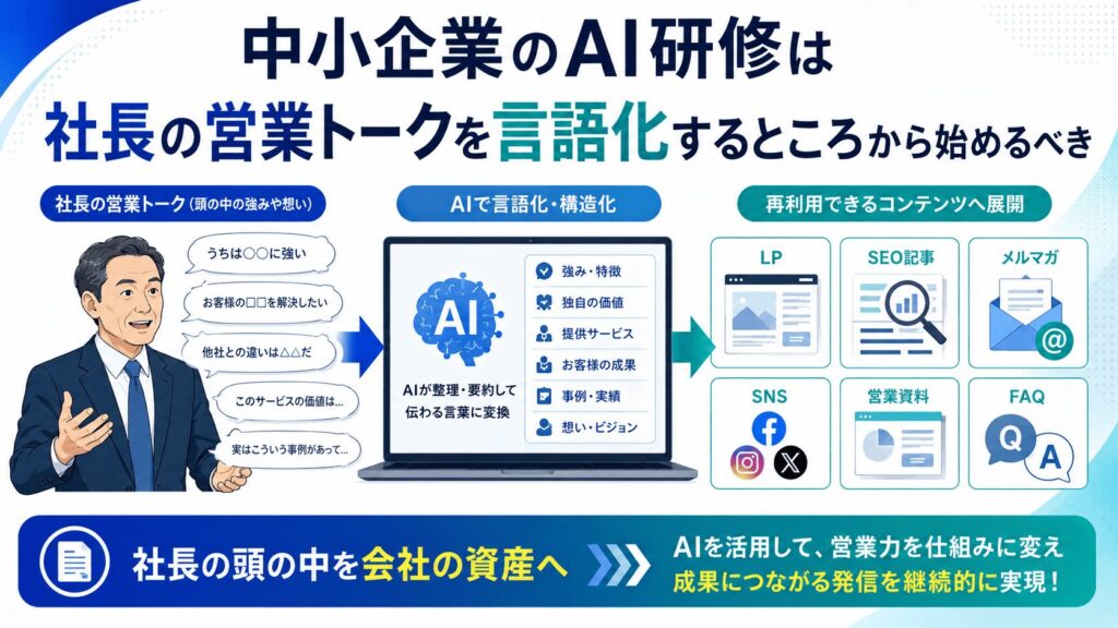 中小企業のAI研修は「社長の営業トーク」を言語化するところから始めるべき