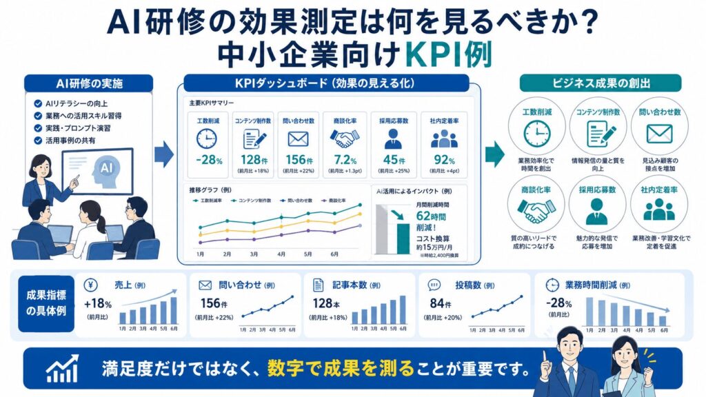 AI研修の効果測定は何を見るべきか？中小企業向けKPI例