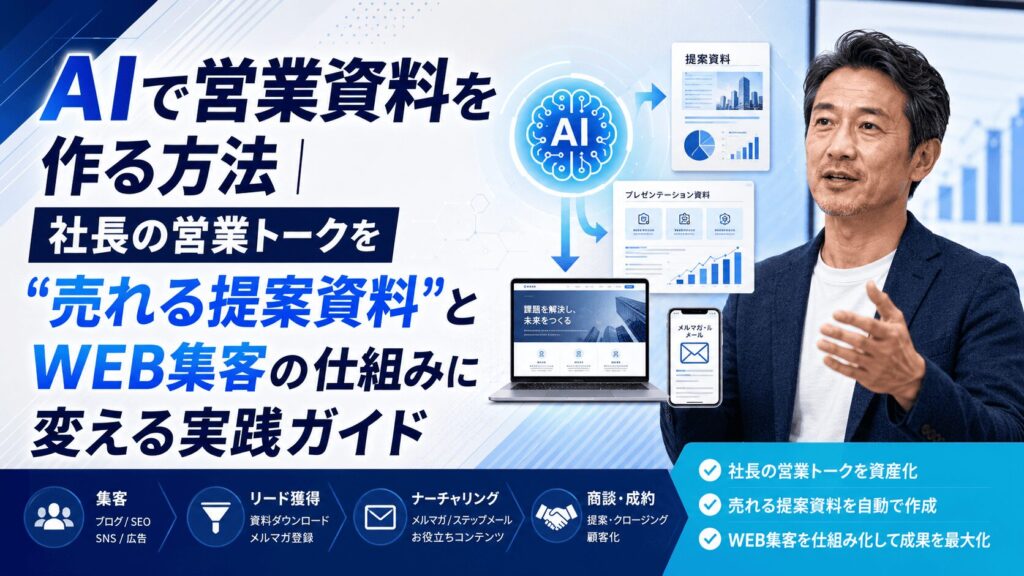 AIで営業資料を作る方法|社長の営業トークを“売れる提案資料”とWEB集客の仕組みに変える実践ガイド