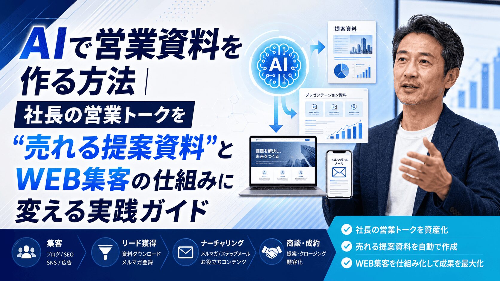 AIで営業資料を作る方法|社長の営業トークを“売れる提案資料”とWEB集客の仕組みに変える実践ガイド