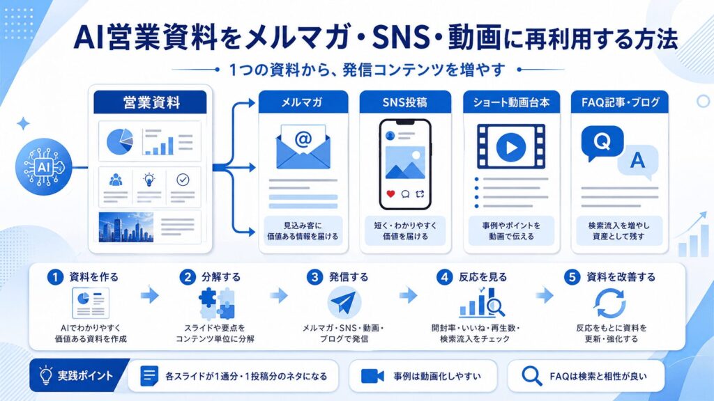 AI営業資料をメルマガ・SNS・動画に再利用する方法