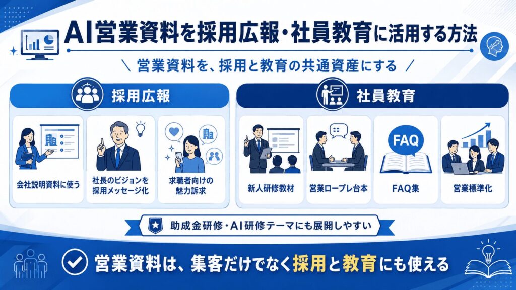 AI営業資料を採用広報・社員教育に活用する方法