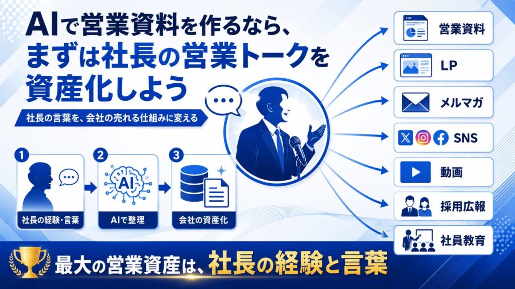 AIで営業資料を作るなら、まずは社長の営業トークを資産化しよう
