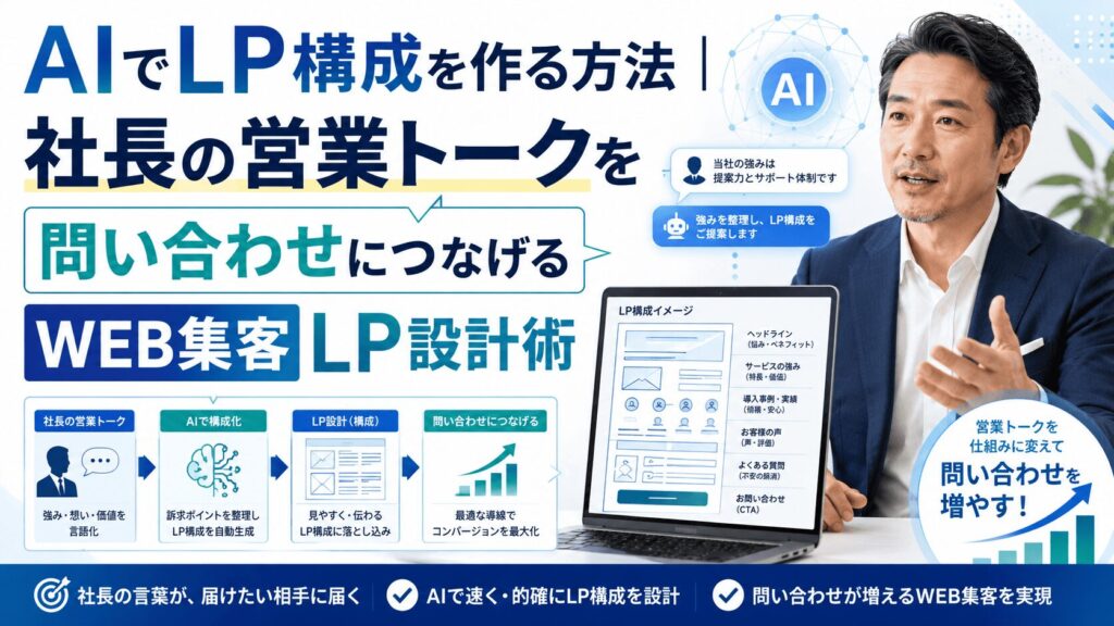 AIでLP構成を作る方法|社長の営業トークを問い合わせにつなげるWEB集客LP設計術