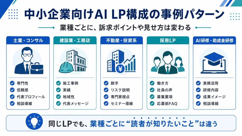中小企業向けAI LP構成の事例パターン