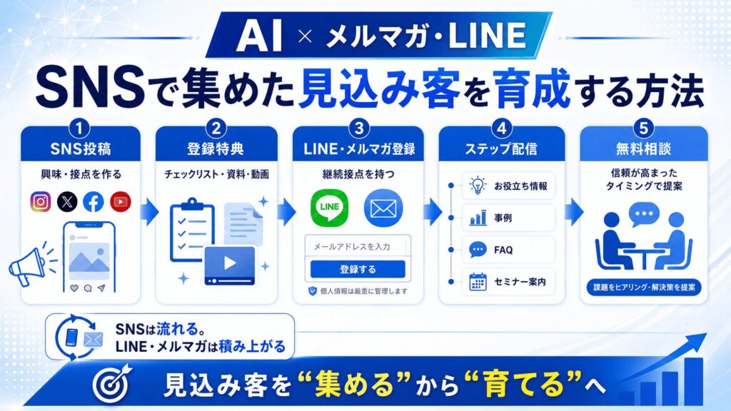 AI × メルマガ・LINE|SNSで集めた見込み客を育成する方法