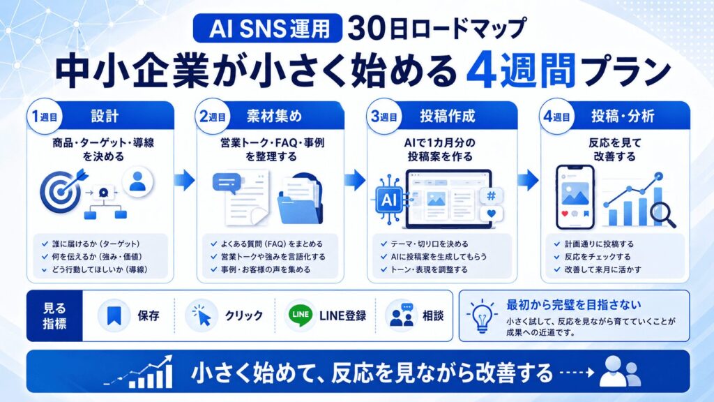中小企業がAI SNS運用を始めるための30日ロードマップ