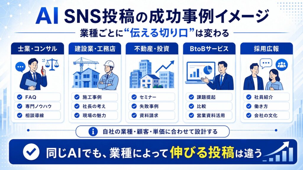 AI SNS投稿の成功事例イメージ