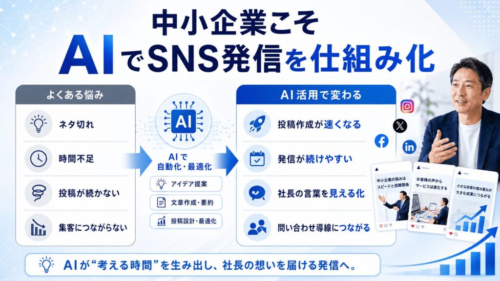 AIでSNS投稿を作る時代へ|中小企業こそ発信の仕組み化が必要な理由