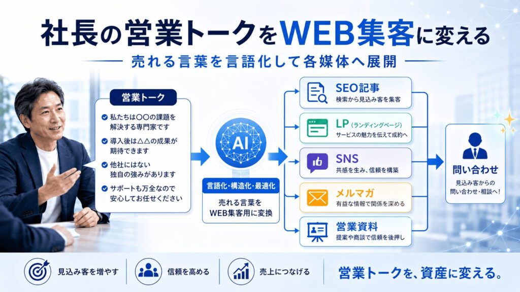AI×社長の営業トーク｜売れる言葉を言語化してWEB集客に転用する