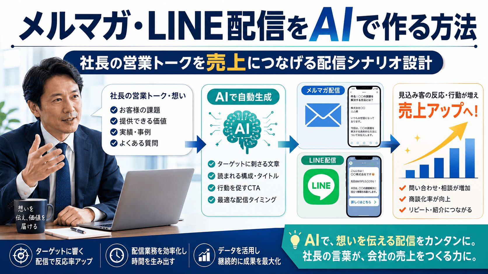 メルマガ・LINE配信をAIで作る方法｜社長の営業トークを売上につなげる配信シナリオ設計