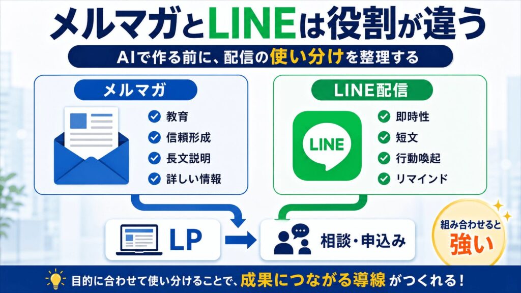 そもそもメルマガとLINE配信の役割は違う|AIで作る前に整理すべき基本設計