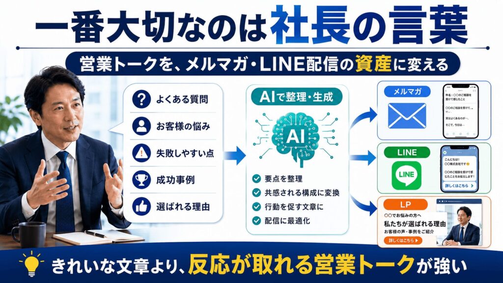 AI × 社長の営業トーク|メルマガ・LINE配信で一番大切なのは「社長の言葉」を再現すること