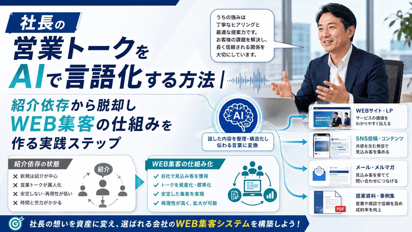 社長の営業トークをAIで言語化する方法｜紹介依存から脱却しWEB集客の仕組みを作る実践ステップ