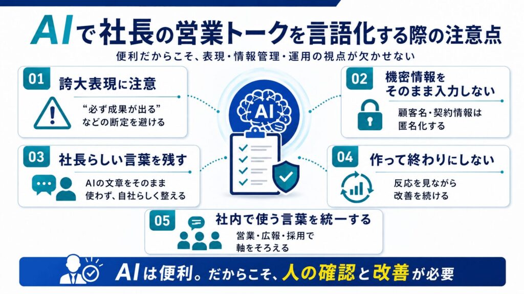 AIで社長の営業トークを言語化する際の注意点