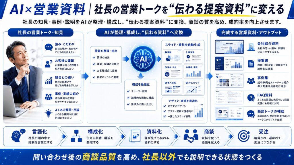 AI×営業資料｜社長の説明を社員でも使える形に整える