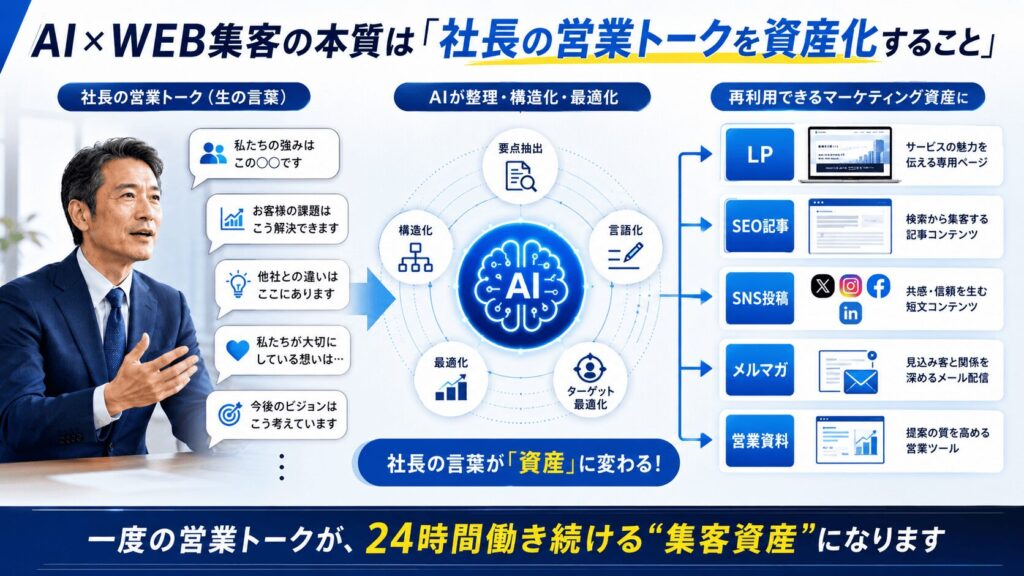 AI×WEB集客の本質は「社長の営業トークを資産化すること」