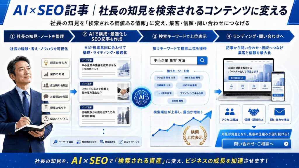 AI×SEO記事｜社長の知見を検索されるコンテンツに変える