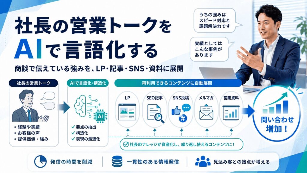 まずはAIで社長の営業トークを言語化する