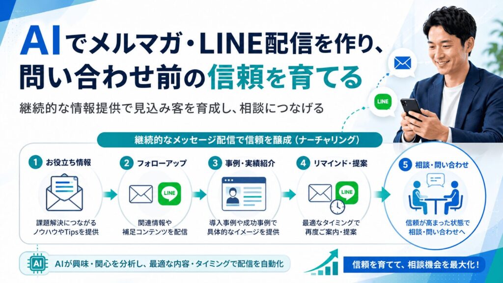 AIでメルマガ・LINE配信を作り、問い合わせ前の信頼を育てる
