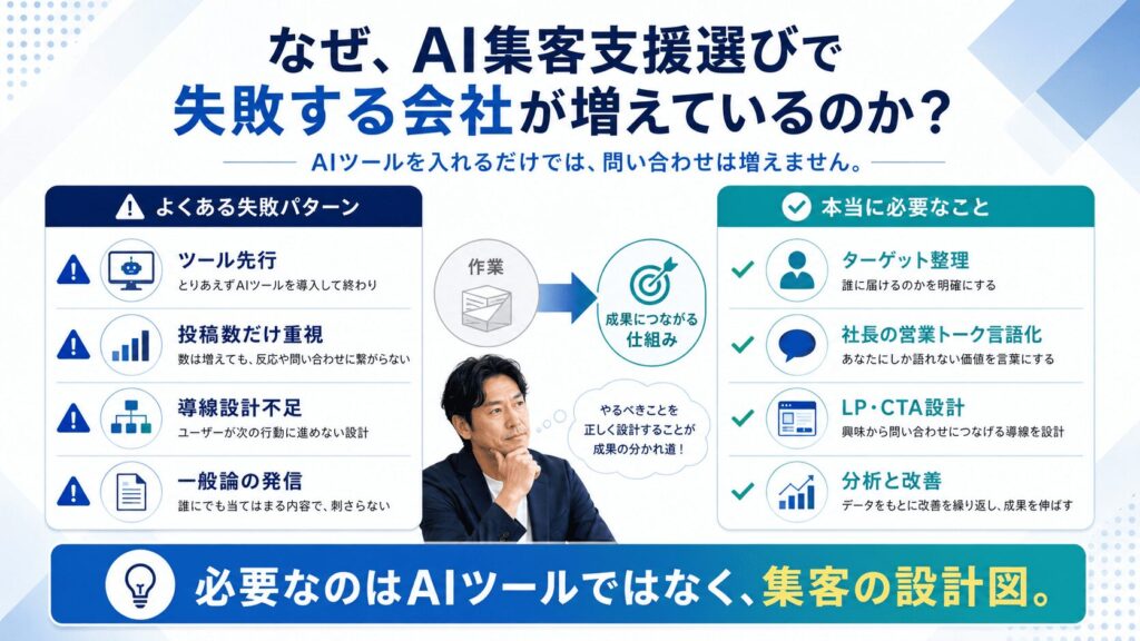 AI集客支援の選び方で失敗する会社が増えている理由