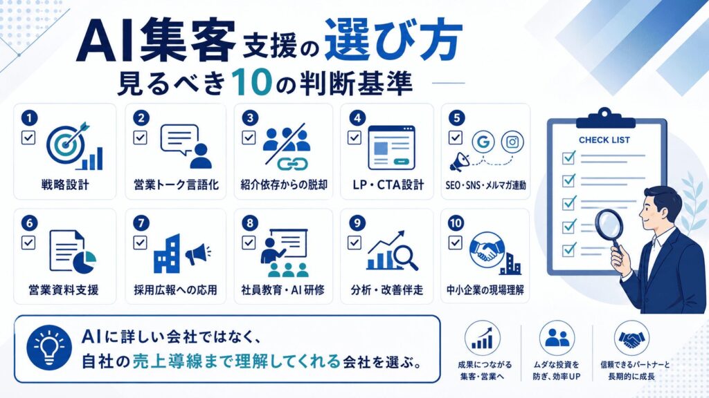 AI集客支援の選び方|見るべき10の判断基準