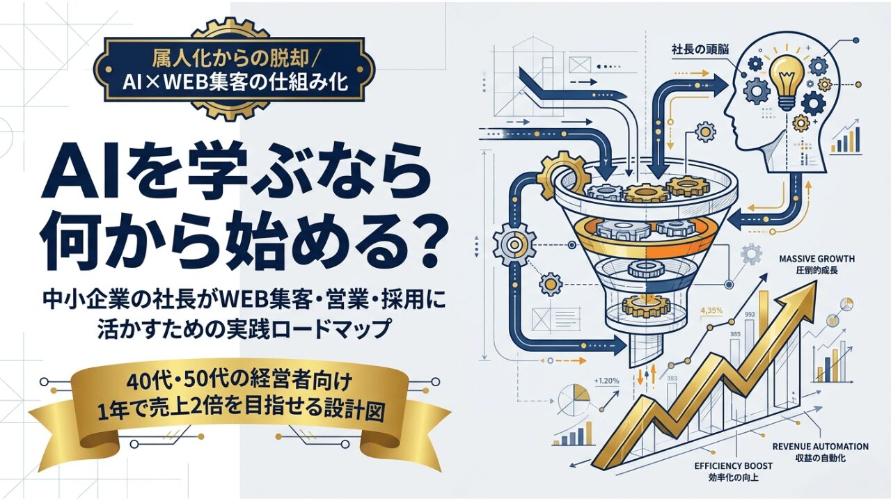AIを学ぶなら何から始める？中小企業の社長がWEB集客・営業・採用に活かすための実践ロードマップ