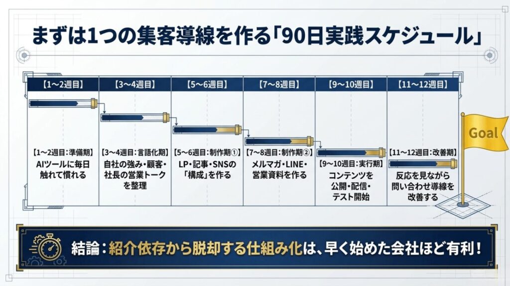 90日でAIをWEB集客に活かす実践スケジュール