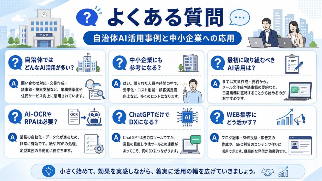 よくある質問|自治体AI活用事例と中小企業への応用