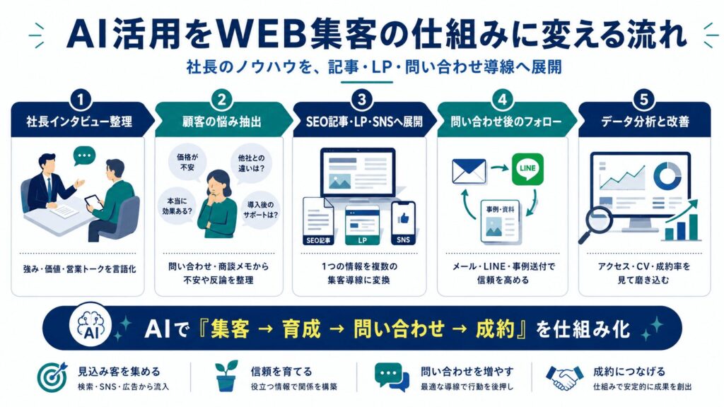 AI活用をWEB集客の仕組みに変える具体的な流れ