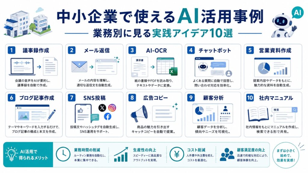 【業務別】中小企業で使えるAI活用事例10選