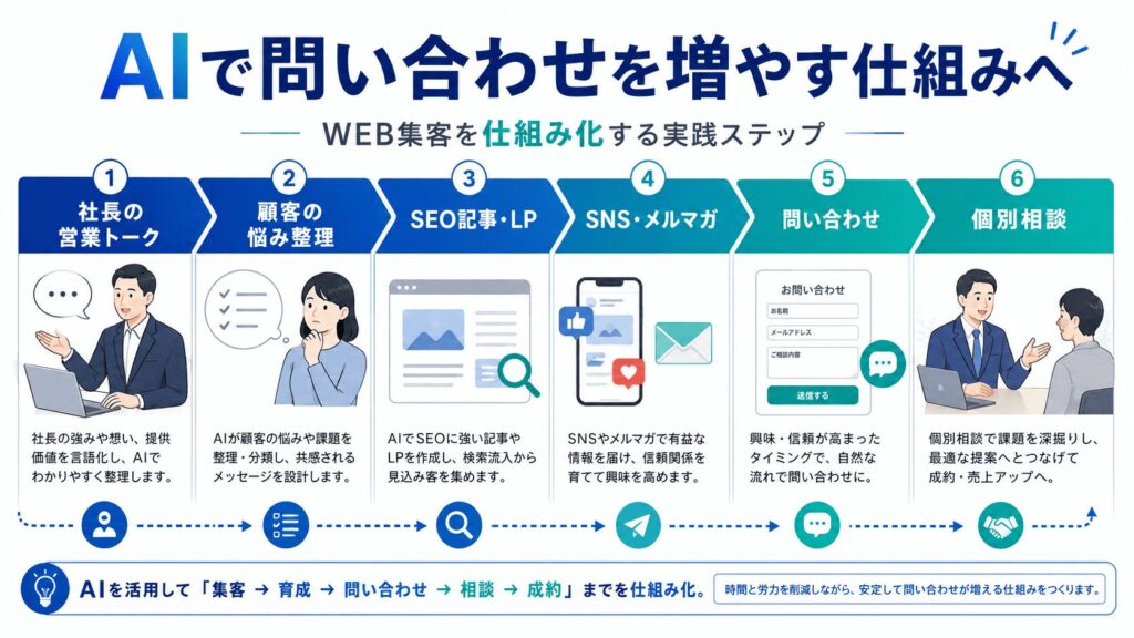 【WEB集客別】AI活用事例|問い合わせを増やす仕組みに変える方法