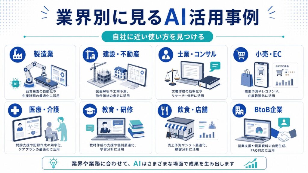【業界別】AI活用事例|自社に近い使い方を見つける