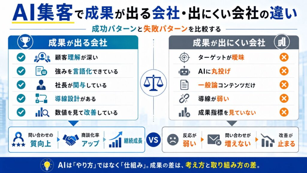 AI集客で成果が出る会社・出にくい会社の違い