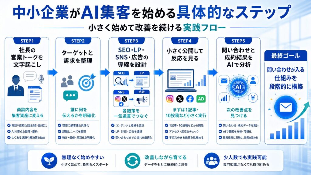 中小企業がAI集客を始める具体的なステップ