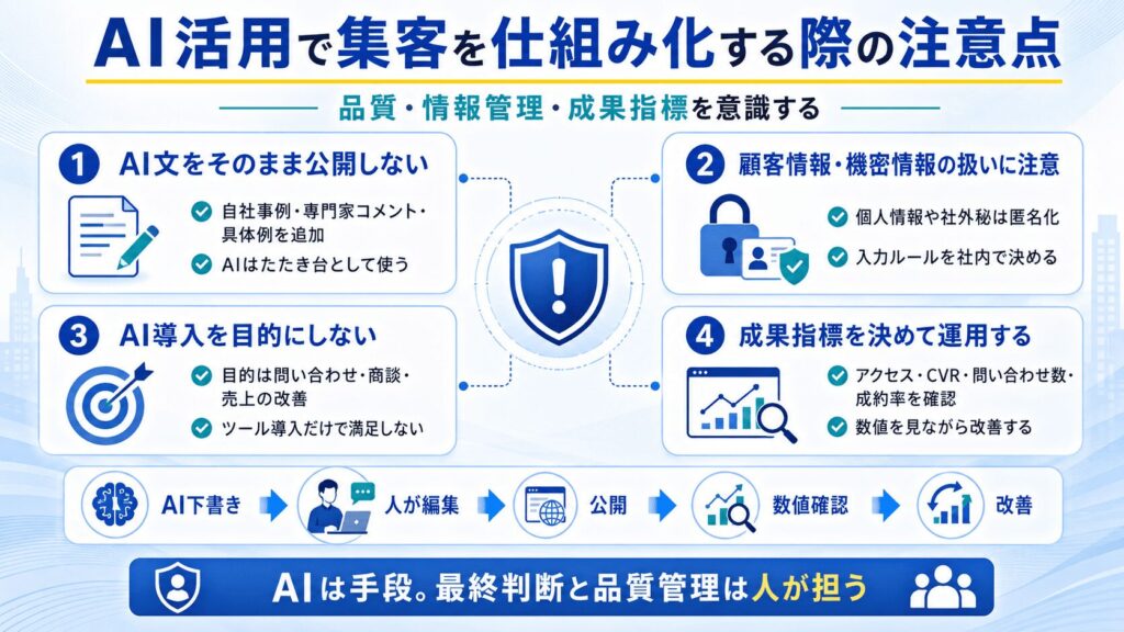 AI活用で集客を仕組み化する際の注意点