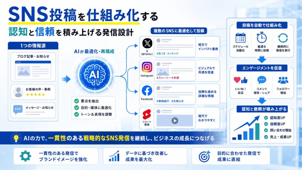 AI活用事例3|SNS投稿を仕組み化し、認知と信頼を積み上げる