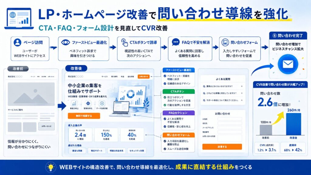 AI活用事例5|LP・ホームページ改善で問い合わせ導線を強化する