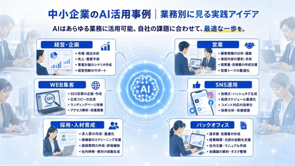 中小企業のAI活用事例|業務別に見る実践アイデア